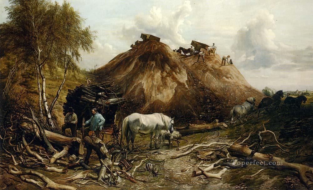 Clearing The Wood For The Iron Way farm animals Thomas Sidney Cooper Oil Paintings